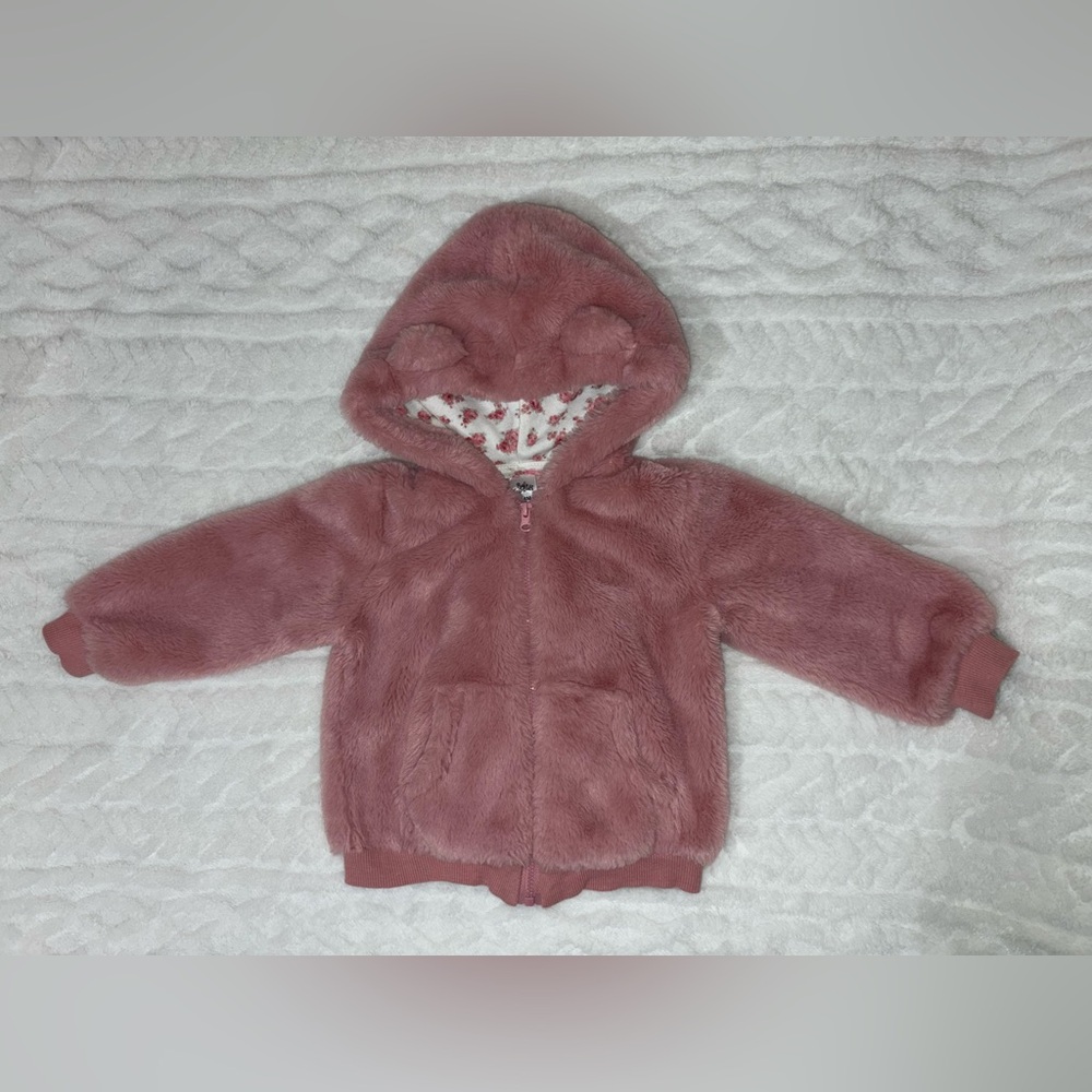 Baby Essentials Country Rose Dusty Pink Plush Pink Jacket 18 Months